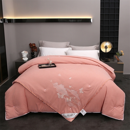 91家纺网 家纺一手货源 找家纺 恒鑫 2025新款全棉绣花桑蚕丝冬被春秋被拉链二合一子母被 轻柔玉