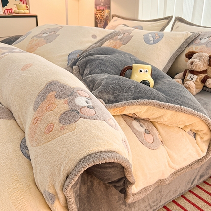 91家纺网 家纺一手货源 找家纺 （总）倾慕家纺 2024新款加厚保暖6D立体雪花绒系列-四件套