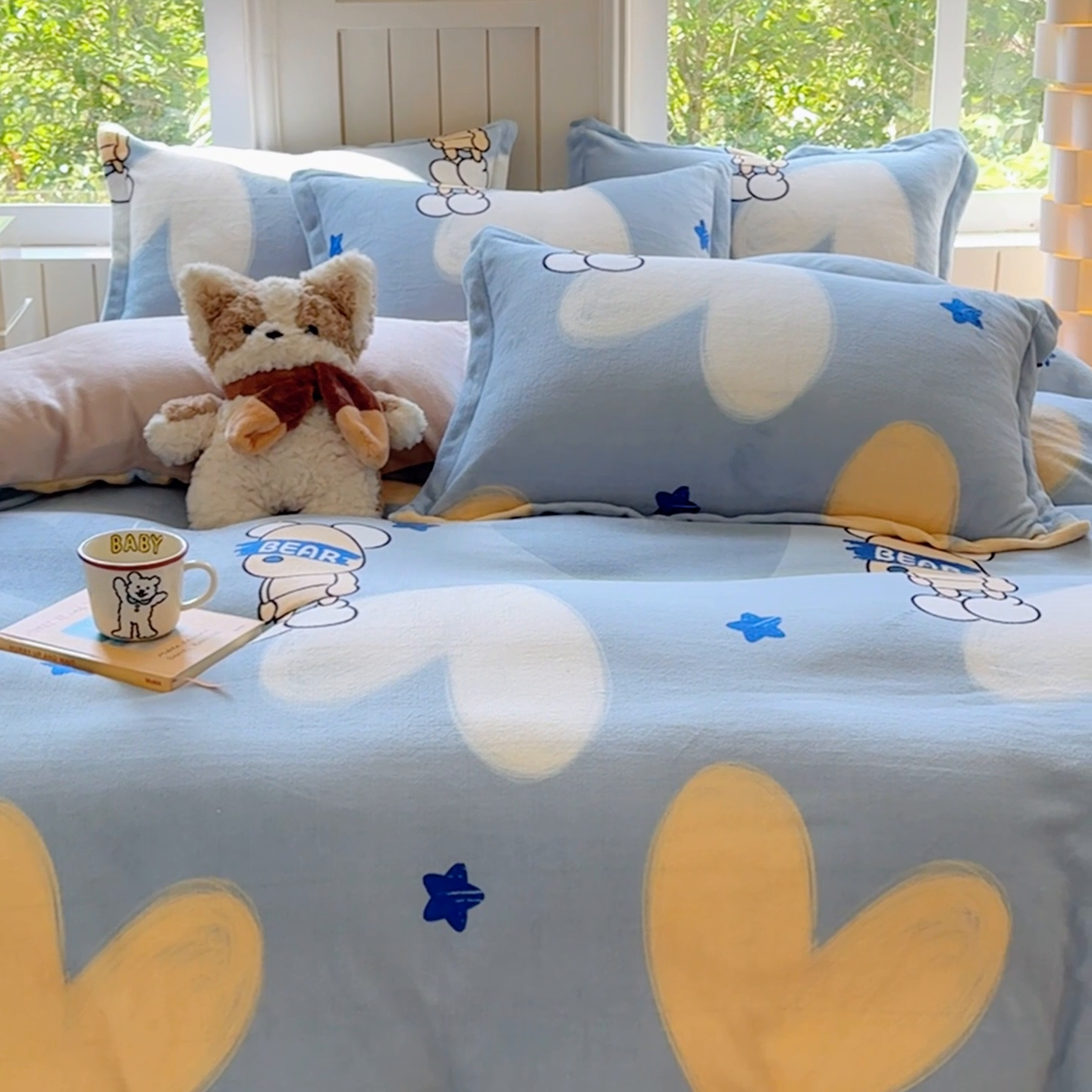 91家纺网 家纺一手货源 找家纺 狂想家 2025新款加厚牛奶绒卡通印花四件套 泰迪熊