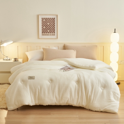 子由 2024新款b类韩系邹邹格大豆纤维冬被被子被芯 邹邹格-白色