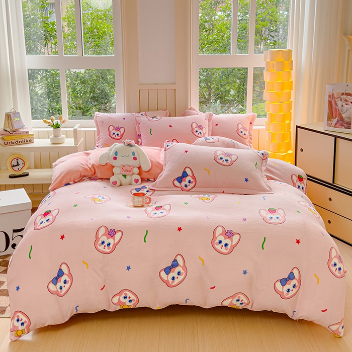 91家纺网 家纺一手货源 找家纺 狂想家 2025新款加厚牛奶绒卡通印花四件套 幸运狐狸