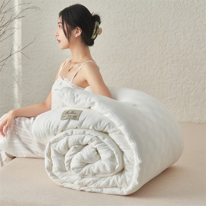 91家纺网 家纺一手货源 找家纺 2024新款b类100%纯棉水洗棉提花大豆纤维冬被 纯棉-华夫格