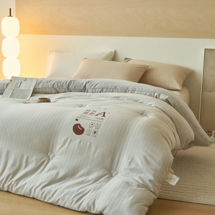 91家纺网 家纺一手货源 找家纺 2024新款b类水洗节节高提花7A抗菌大豆纤维冬被被子被芯 节节高-雅灰色