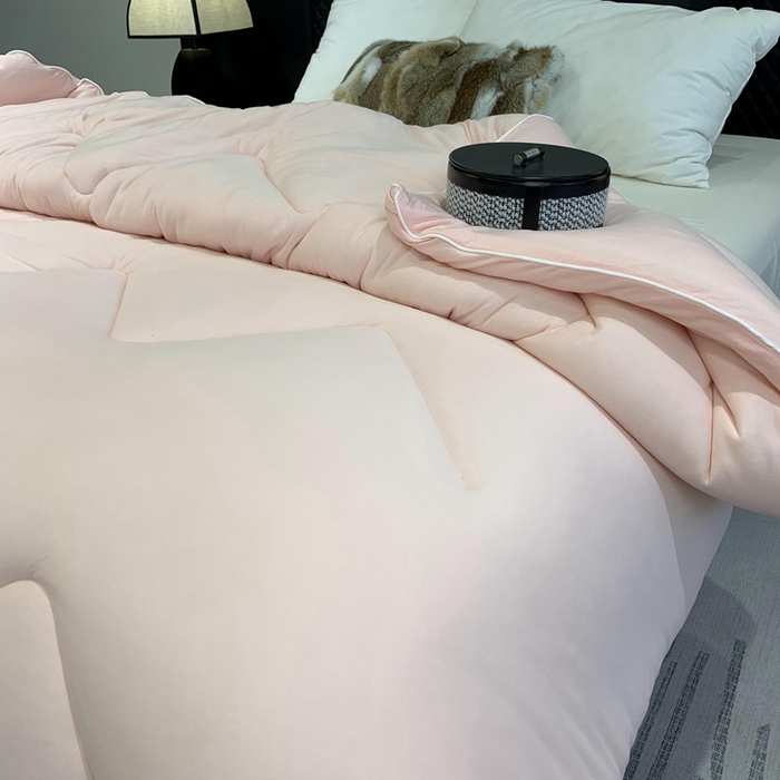 91家纺网 家纺一手货源 找家纺 奈萝家纺 2024新款超柔针织四季恒温春秋被冬被被子被芯 粉色