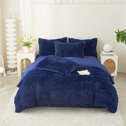 91家纺网 家纺一手货源 找家纺 （总）品尚嘉家纺2025新款纯色水貂绒四件套长毛绒保暖套件