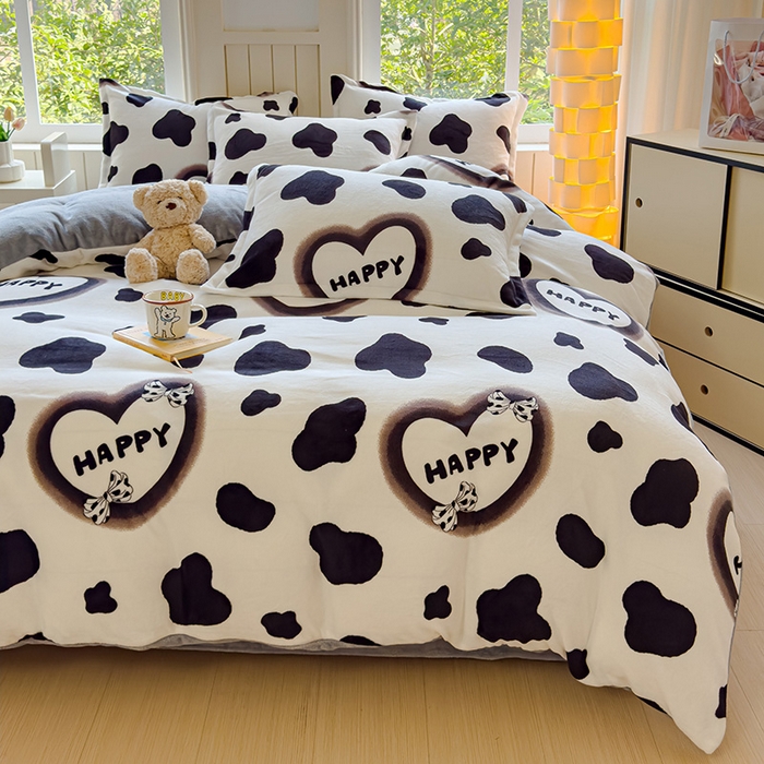 91家纺网 家纺一手货源 找家纺 狂想家 2025新款加厚牛奶绒卡通印花四件套 万事顺遂