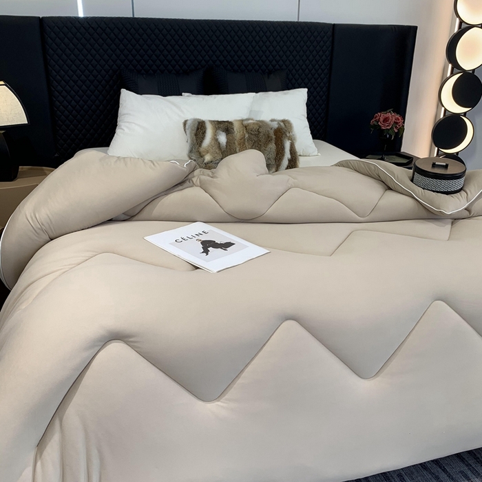 91家纺网 家纺一手货源 找家纺 奈萝家纺 2024新款超柔针织四季恒温春秋被冬被被子被芯 咖色