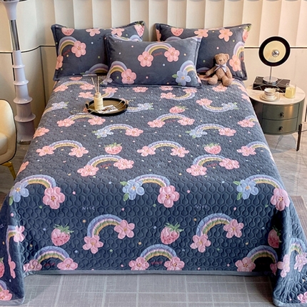 91家纺网 家纺一手货源 找家纺 （总）凯儿 2025新款A类牛奶绒印花单床盖三件套