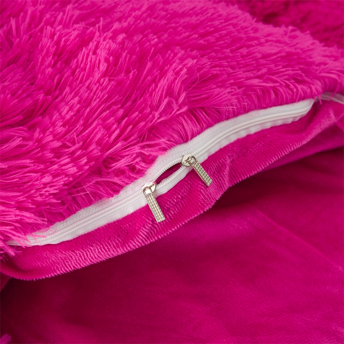 91家纺网 家纺一手货源 找家纺 品尚嘉家纺2025新款纯色水貂绒四件套长毛绒保暖套件玫红