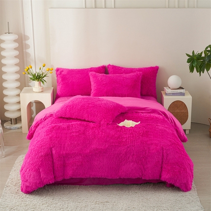 91家纺网 家纺一手货源 找家纺 （总）品尚嘉家纺2025新款纯色水貂绒四件套长毛绒保暖套件