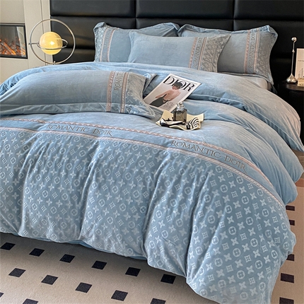 91家纺网 家纺一手货源 找家纺 （总）金牛座家纺 2025新款婴儿绒刺绣提花四件套凯艺系列四件套