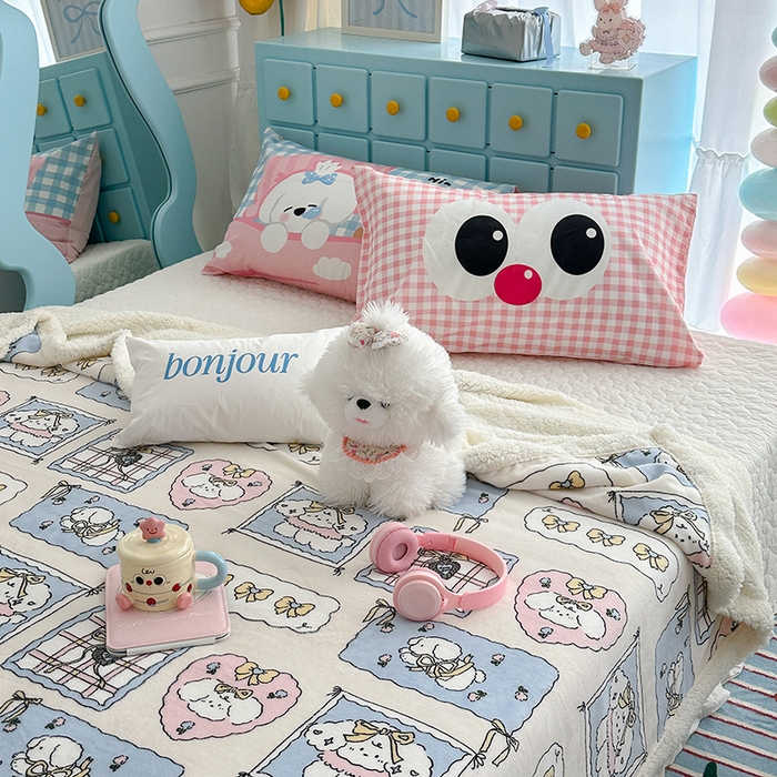 91家纺网 家纺一手货源 找家纺 昔可家纺 2024新款羊羔绒牛奶绒毛毯系列（三）-卡通系列 泡芙卷卷