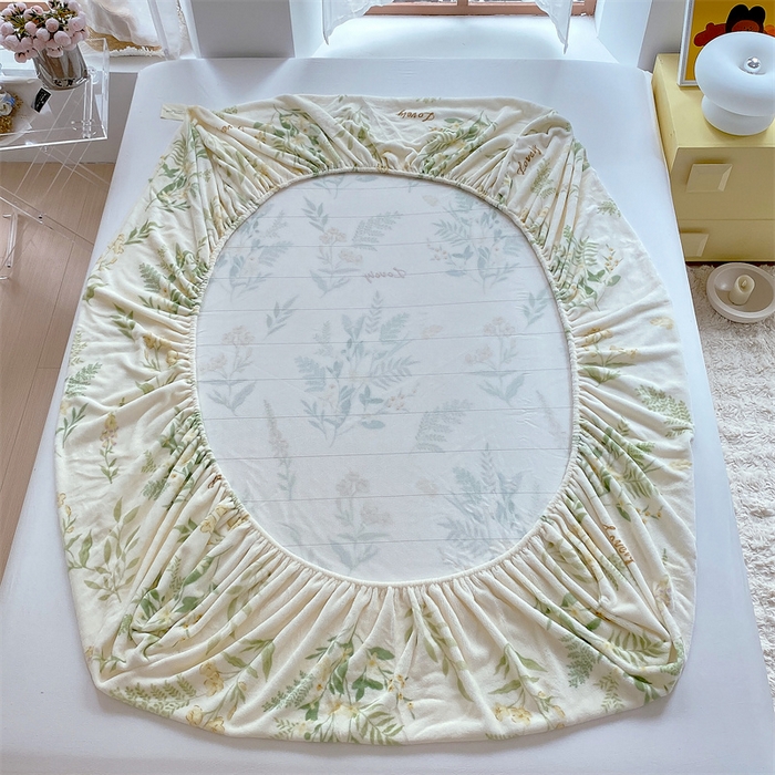 91家纺网 家纺一手货源 找家纺 凯儿家纺  2024新款加厚高克重印花系列单床笠 花叶漫舞