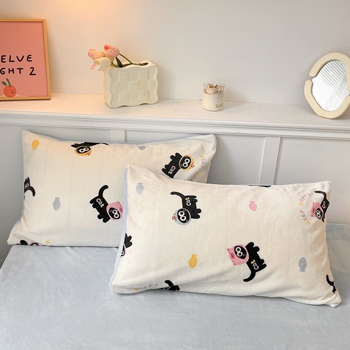 91家纺网 家纺一手货源 找家纺 2024新款200g加厚防静电牛奶绒小清新四件套 绒-快乐喵