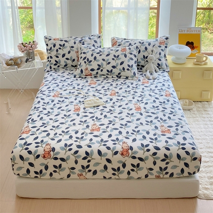 91家纺网 家纺一手货源 找家纺 凯儿家纺  2024新款加厚高克重印花系列单床笠 萌萌兔