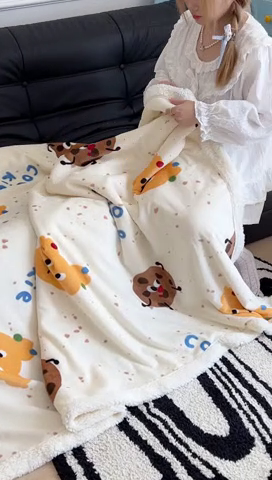 91家纺网 家纺一手货源 找家纺 昔可家纺 2024新款羊羔绒牛奶绒毛毯系列（三）-卡通系列 小熊曲奇