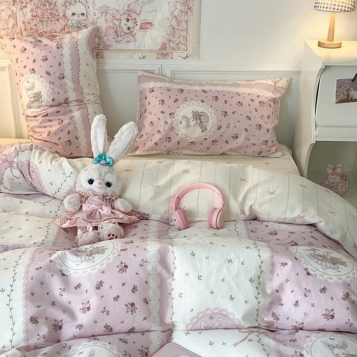 91家纺网 家纺一手货源 找家纺 昔可 2024新款13070全棉四件套系列（第三批） 梦游仙境兔