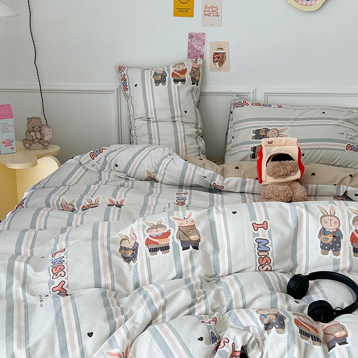 91家纺网 家纺一手货源 找家纺 昔可 2024新款13070全棉四件套系列（第三批） 三只小兔