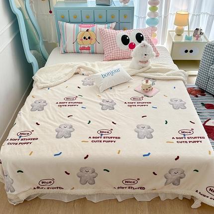 91家纺网 家纺一手货源 找家纺 昔可家纺 2024新款羊羔绒牛奶绒毛毯系列（三）-卡通系列 朱古力小灰熊