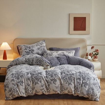 91家纺网 家纺一手货源 找家纺 （总）三朵家纺 2024新款立体浮雕保暖加厚四件套