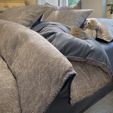 91家纺网 家纺一手货源 找家纺 （总）蓝邻家纺 2025秋冬新款加厚全棉磨毛贝壳边四件套系列