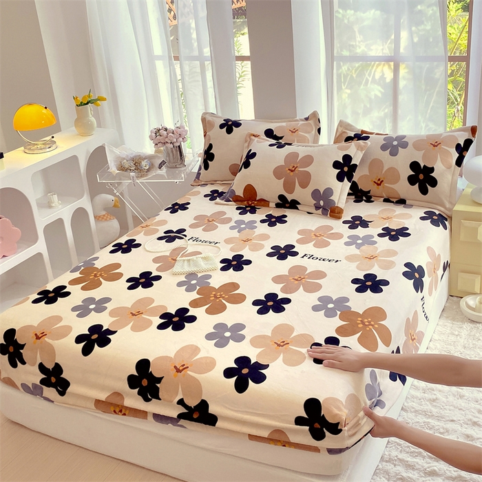 91家纺网 家纺一手货源 找家纺 凯儿家纺  2024新款加厚高克重印花系列单床笠 落樱缤纷