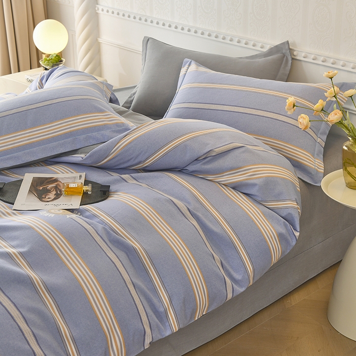 91家纺网 家纺一手货源 找家纺 优尚家纺 2025新款全棉磨毛纯棉喷气印花清新轻奢款四件套 轻奢款-星梦蓝语