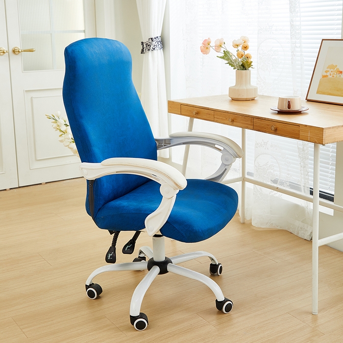 91家纺网 家纺一手货源 找家纺 丝绮鹿 2024新款防水皮革办公椅套拉链款 海蓝