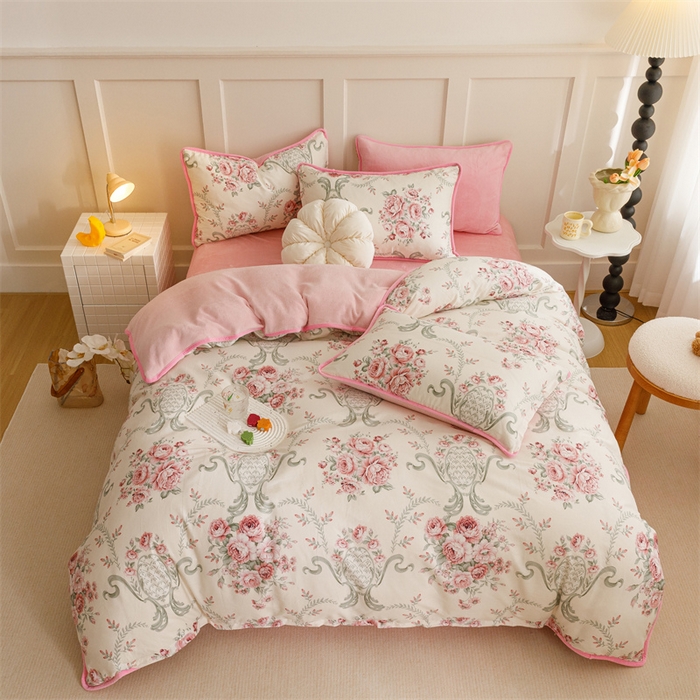 91家纺网 家纺一手货源 找家纺 红粉佳人 2025新款棉加绒印花四件套 牡丹亭