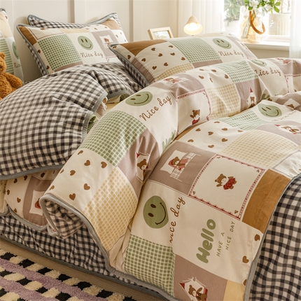 91家纺网 家纺一手货源 找家纺 （总）红粉佳人 2025新款棉加绒印花单被套