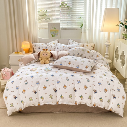 91家纺网 家纺一手货源 找家纺 （总）悦织湾家纺 2025新款轻奢北欧风小清新印花水洗棉四件套