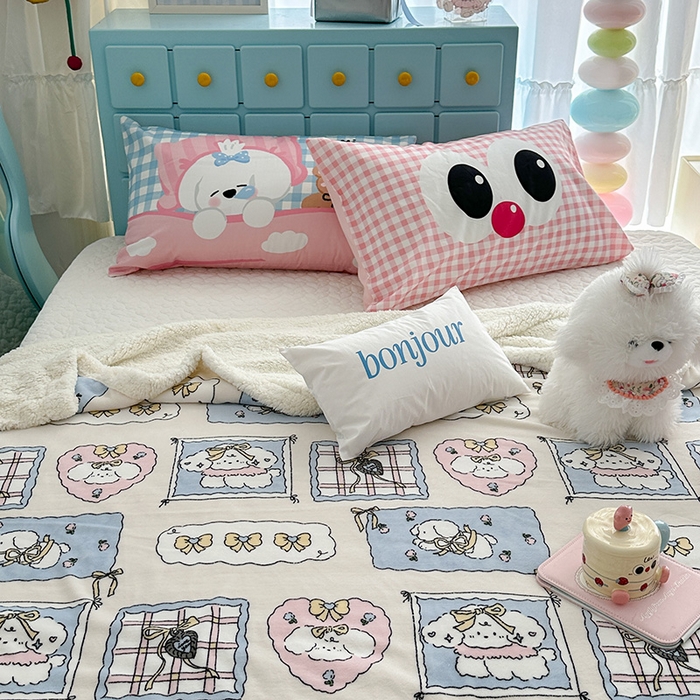 91家纺网 家纺一手货源 找家纺 昔可家纺 2024新款羊羔绒牛奶绒毛毯系列（三）-卡通系列 泡芙卷卷