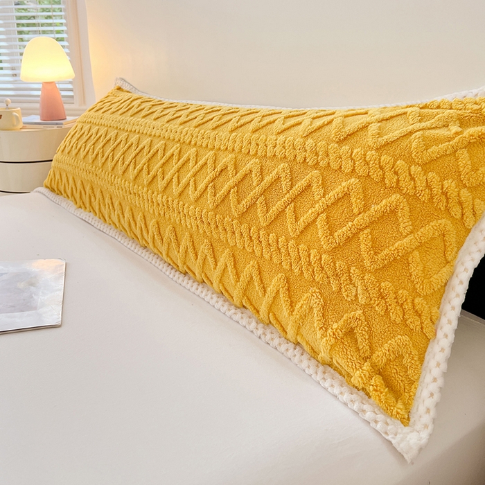 91家纺网 家纺一手货源 找家纺 梦舒羽 2025新款220克高克重塔芙绒枕套1.8m枕芯套情侣1.5枕头套 柠檬黄
