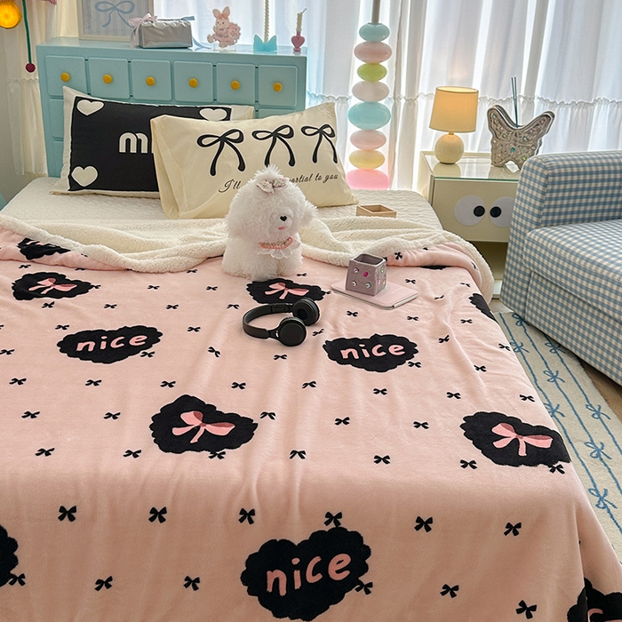 91家纺网 家纺一手货源 找家纺 昔可家纺 2024新款羊羔绒牛奶绒毛毯系列（三）-ins小清新系列 蕾系少女