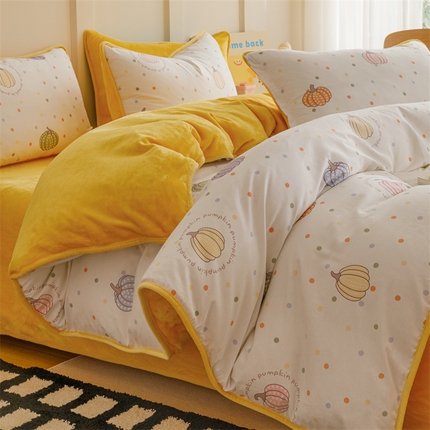 91家纺网 家纺一手货源 找家纺 （总）红粉佳人 2025新款棉加绒印花单被套