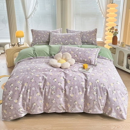 91家纺网 家纺一手货源 找家纺 （总）优尚家纺 2025新款全棉磨毛纯棉喷气印花清新轻奢款四件套