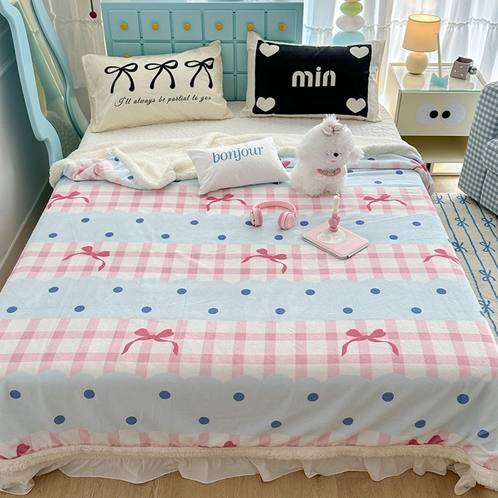 91家纺网 家纺一手货源 找家纺 昔可家纺 2024新款羊羔绒牛奶绒毛毯系列（三）-ins小清新系列 芭蕾美学