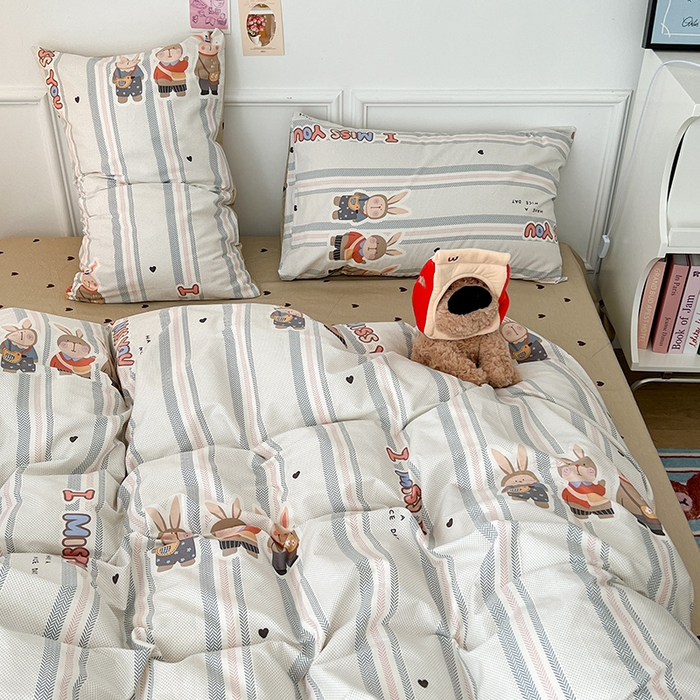 91家纺网 家纺一手货源 找家纺 昔可 2024新款13070全棉四件套系列（第三批） 三只小兔