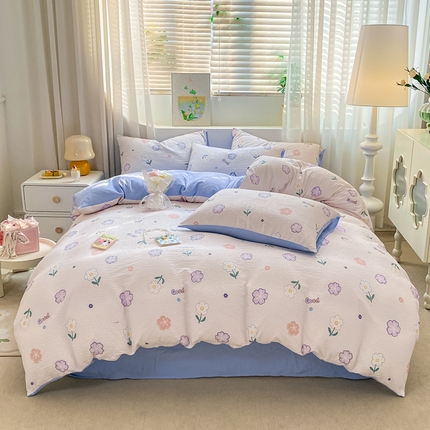 91家纺网 家纺一手货源 找家纺 （总）悦织湾家纺 2025新款轻奢北欧风小清新印花水洗棉四件套