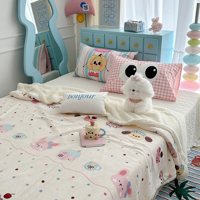 91家纺网 家纺一手货源 找家纺 昔可家纺 2024新款羊羔绒牛奶绒毛毯系列（三）-卡通系列 萌宠小窝