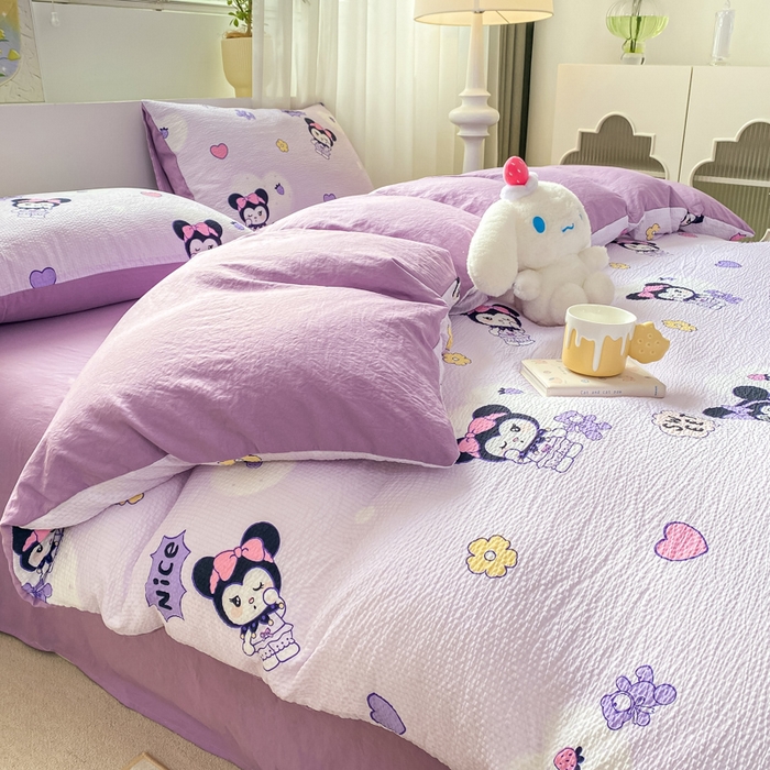 91家纺网 家纺一手货源 找家纺 悦织湾家纺 2025新款轻奢北欧风小清新印花水洗棉四件套 酷米乐