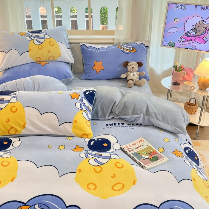 91家纺网 家纺一手货源 找家纺 （总）卡派 2024新款冬季亲肤透气牛奶绒印花四件套