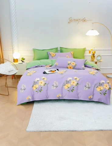 91家纺网 家纺一手货源 找家纺 优尚家纺 2025新款全棉磨毛纯棉喷气印花清新轻奢款四件套 轻奢款-幽香雅韵