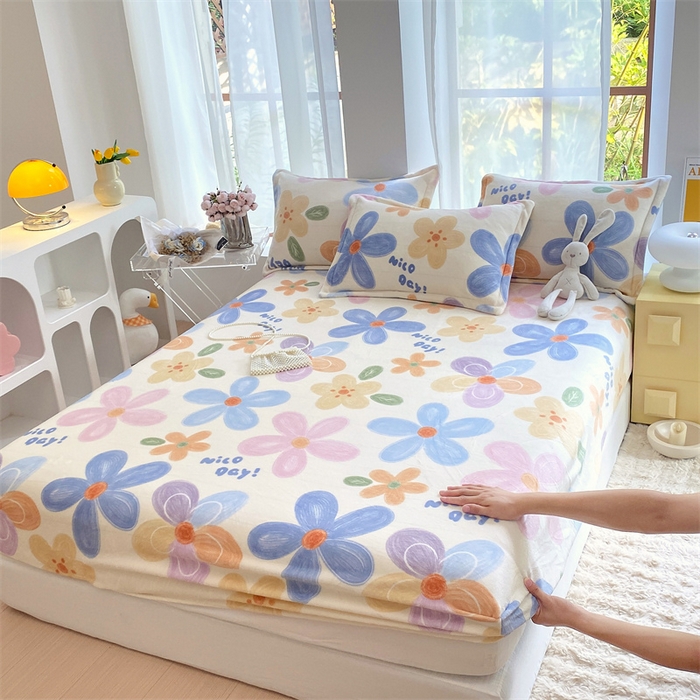 91家纺网 家纺一手货源 找家纺 凯儿家纺  2024新款加厚高克重印花系列单床笠 花香油彩