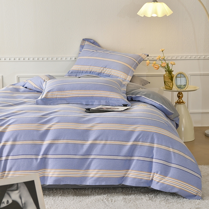 91家纺网 家纺一手货源 找家纺 优尚家纺 2025新款全棉磨毛纯棉喷气印花清新轻奢款四件套 轻奢款-星梦蓝语