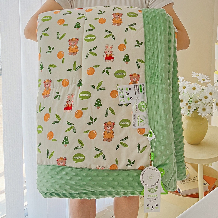 91家纺网 家纺一手货源 找家纺 宜梦家居【需要买家秀请联系老板】 2025新款A类纯棉婴儿绒豆豆被四季夏凉春秋被子冬被芯 熊熊橘子