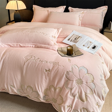 91家纺网 家纺一手货源 找家纺 （总）金牛座家纺 2025新款牛奶绒重工刺绣四件套-莫奈系列