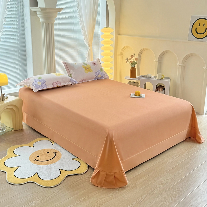 91家纺网 家纺一手货源 找家纺 优尚家纺 2025新款全棉磨毛纯棉喷气印花清新轻奢款四件套 清新款-花语甜心-粉