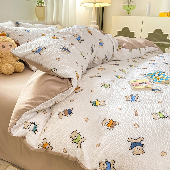 91家纺网 家纺一手货源 找家纺 悦织湾家纺 2025新款轻奢北欧风小清新印花水洗棉四件套 好朋友