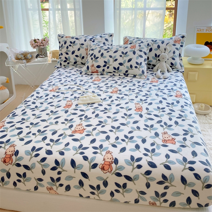 91家纺网 家纺一手货源 找家纺 凯儿家纺  2024新款加厚高克重印花系列单床笠 萌萌兔